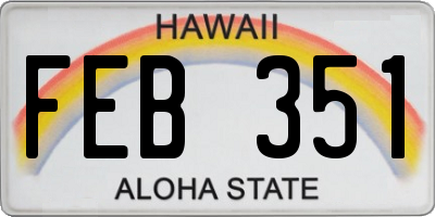 HI license plate FEB351