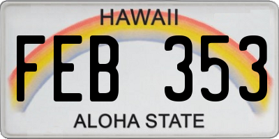 HI license plate FEB353