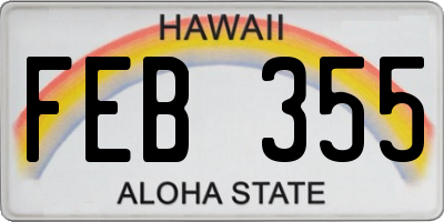 HI license plate FEB355