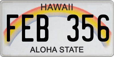 HI license plate FEB356