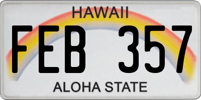 HI license plate FEB357