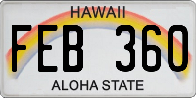 HI license plate FEB360