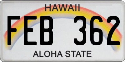 HI license plate FEB362