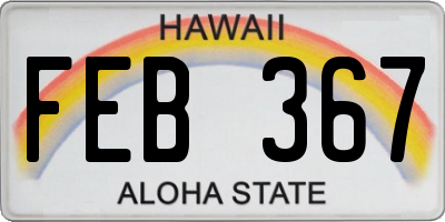 HI license plate FEB367