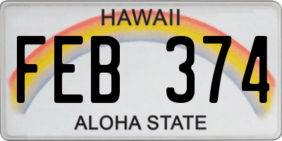 HI license plate FEB374