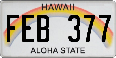 HI license plate FEB377