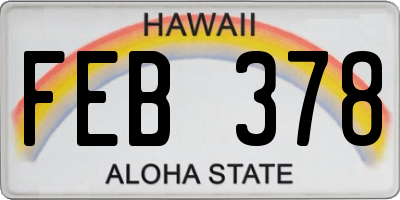 HI license plate FEB378