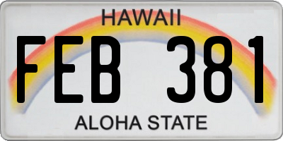 HI license plate FEB381