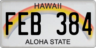 HI license plate FEB384