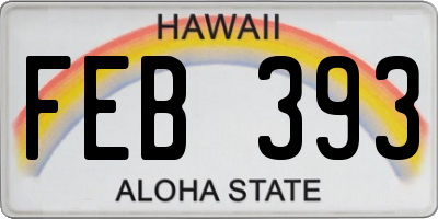 HI license plate FEB393