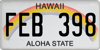 HI license plate FEB398