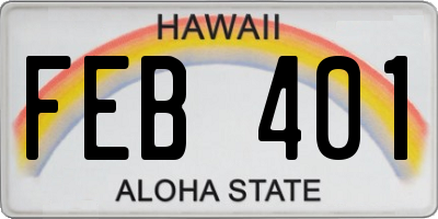 HI license plate FEB401