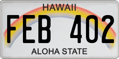 HI license plate FEB402