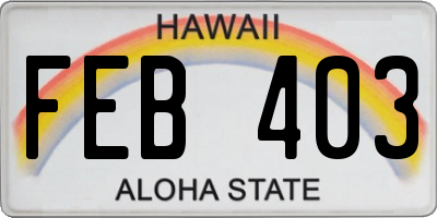 HI license plate FEB403