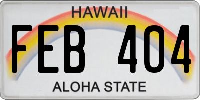 HI license plate FEB404