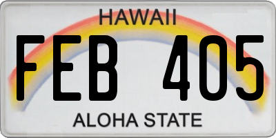 HI license plate FEB405
