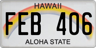 HI license plate FEB406