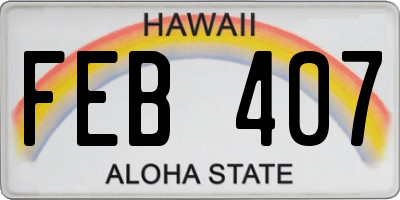 HI license plate FEB407