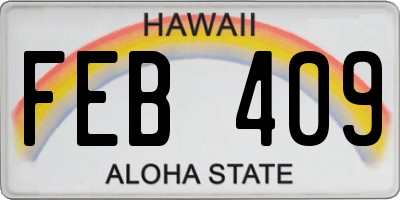HI license plate FEB409