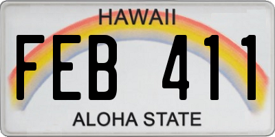 HI license plate FEB411