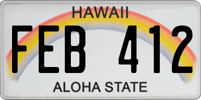 HI license plate FEB412
