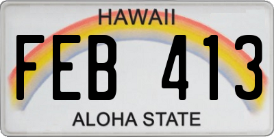 HI license plate FEB413