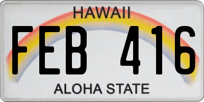 HI license plate FEB416