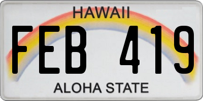 HI license plate FEB419