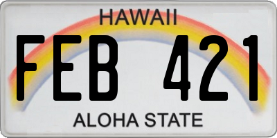 HI license plate FEB421
