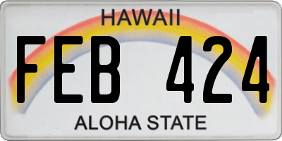 HI license plate FEB424