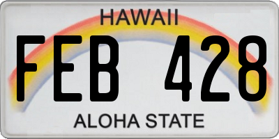HI license plate FEB428