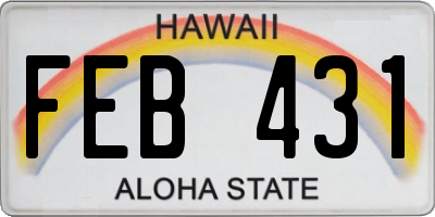 HI license plate FEB431