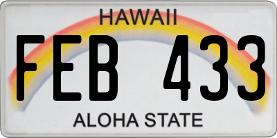 HI license plate FEB433