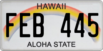 HI license plate FEB445