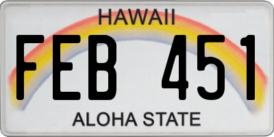 HI license plate FEB451