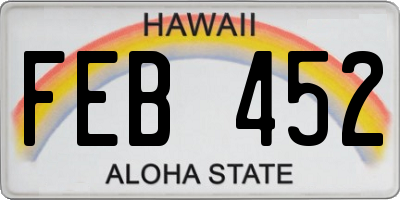 HI license plate FEB452