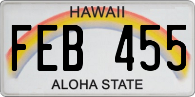 HI license plate FEB455