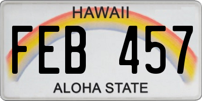 HI license plate FEB457