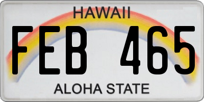 HI license plate FEB465