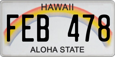 HI license plate FEB478