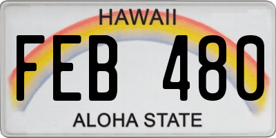 HI license plate FEB480