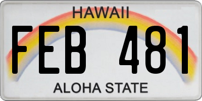 HI license plate FEB481