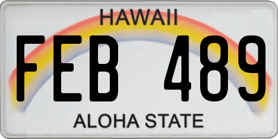 HI license plate FEB489