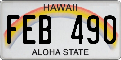 HI license plate FEB490