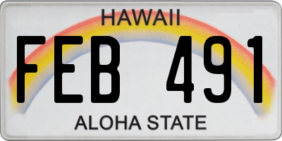 HI license plate FEB491
