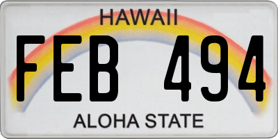 HI license plate FEB494