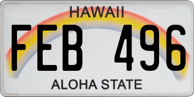 HI license plate FEB496