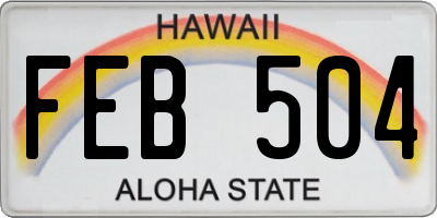 HI license plate FEB504