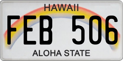 HI license plate FEB506