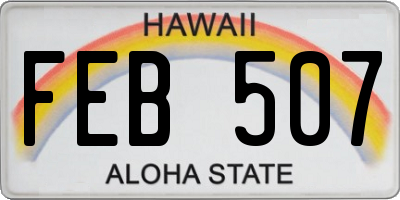 HI license plate FEB507